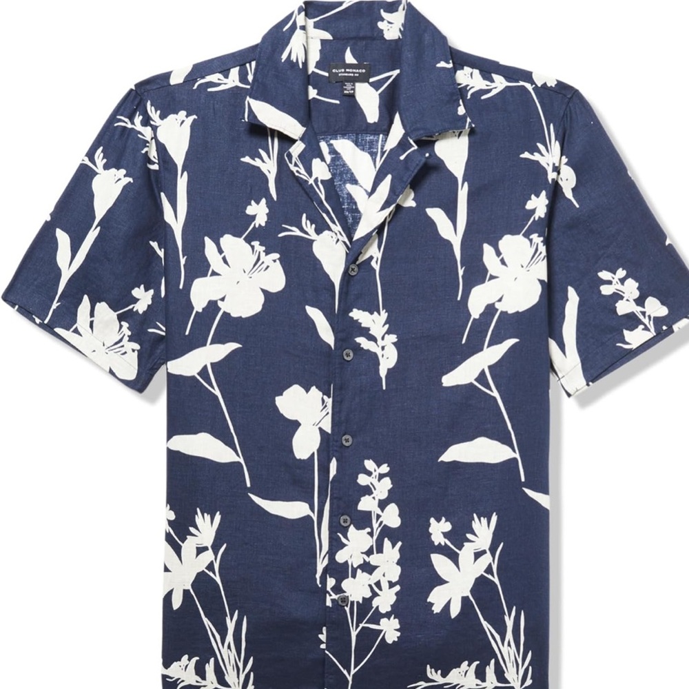 Club Monaco Blue and White Floral Men's Shirt
